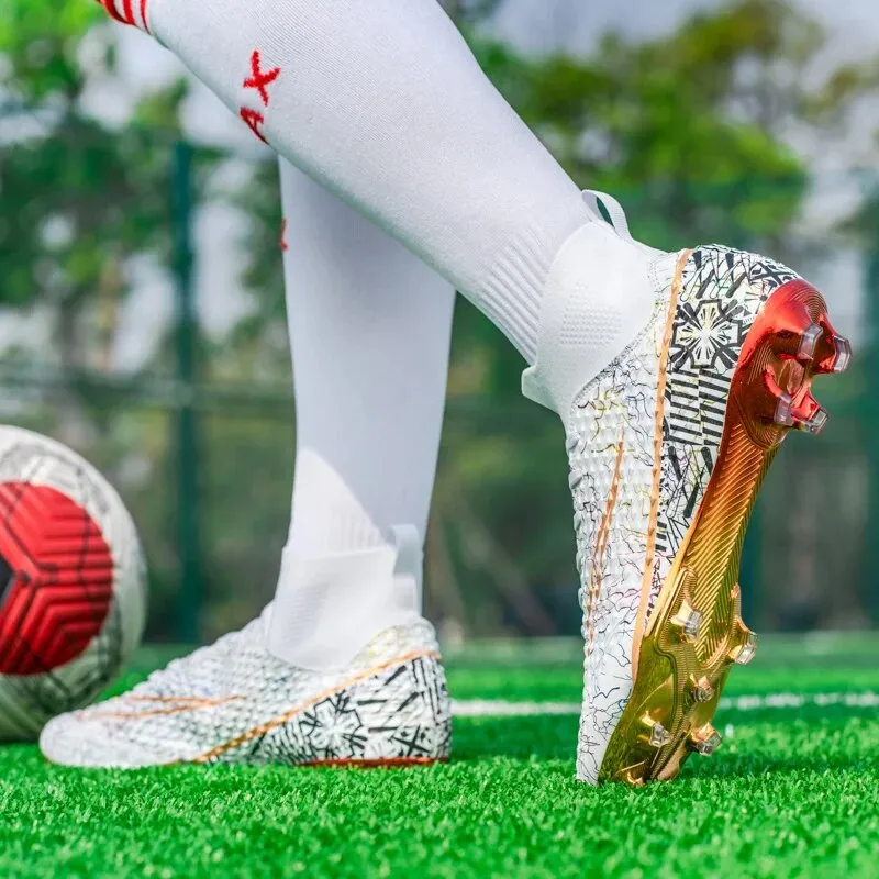 Men's High Top Soccer Shoes Gold Plated Soles