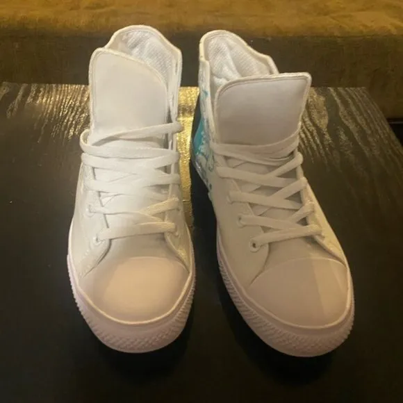 Men's Music-Themed White and Black High-Top Sneakers by RAAD