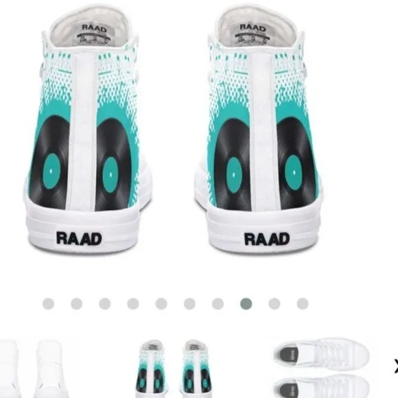 Men's Music-Themed White and Black High-Top Sneakers by RAAD