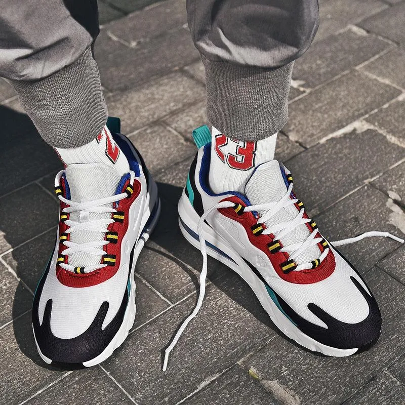 Men's Shoes Summer Deodorant Mesh Shoes Men's Breathable Shoes Rainbow Stitching Atmospheric Cushion Sports Shoes