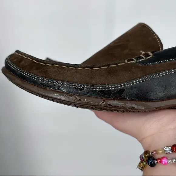 Mephisto Brown Black Badaurd Leather Cool Air Loafer Shoes