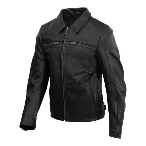 MERLIN Mens Motorcycle Leather Jacket Kingsbury D3O Black