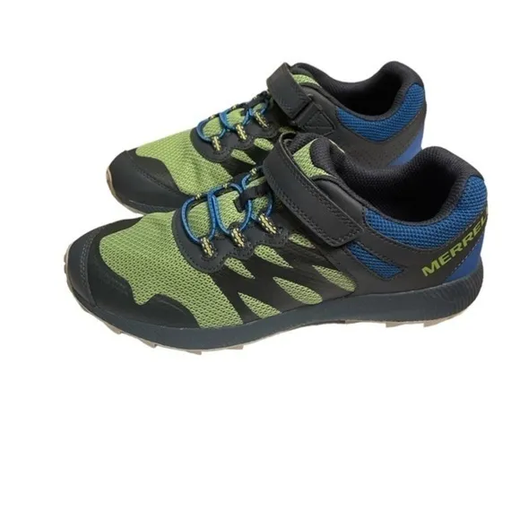 Merrell Big Kid's Nova 2 Sneaker Blue hook loop closure blue green shoe Sz 6.5M