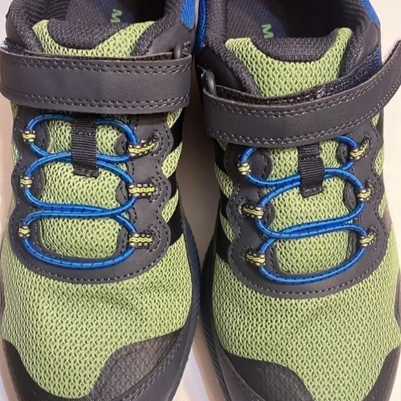 Merrell Big Kid's Nova 2 Sneaker Blue hook loop closure blue green shoe Sz 6.5M