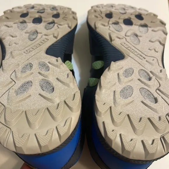 Merrell Big Kid's Nova 2 Sneaker Blue hook loop closure blue green shoe Sz 6.5M