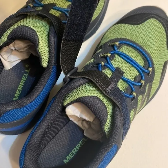Merrell Big Kid's Nova 2 Sneaker Blue hook loop closure blue green shoe Sz 6.5M