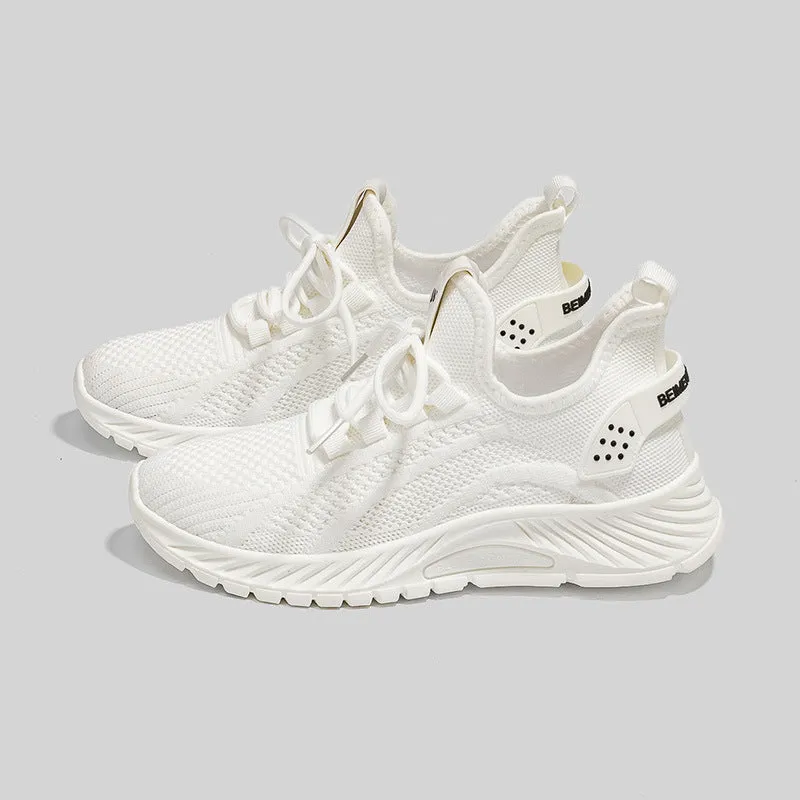 Mesh Lace-Up Platform Athletic Shoes