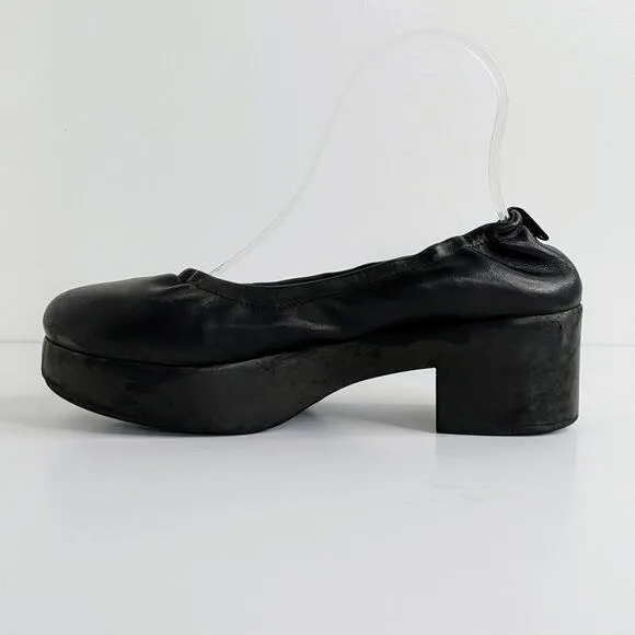 Miista London Shoes Amelia EU 38 Black Leather Block Heels Chunky Platform