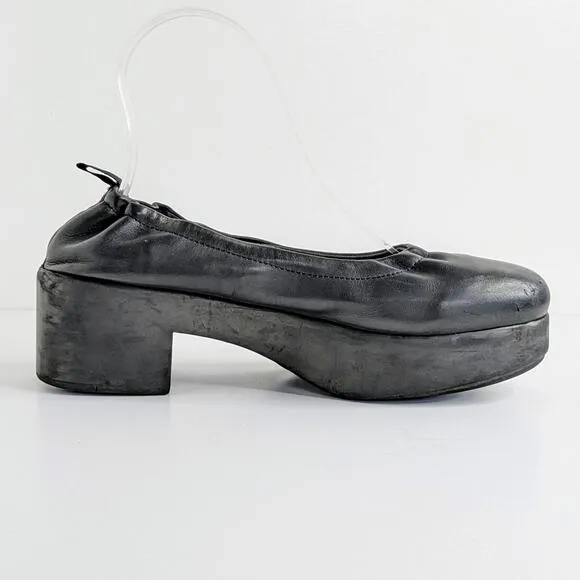 Miista London Shoes Amelia EU 38 Black Leather Block Heels Chunky Platform