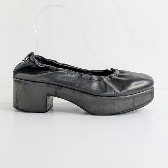 Miista London Shoes Amelia EU 38 Black Leather Block Heels Chunky Platform