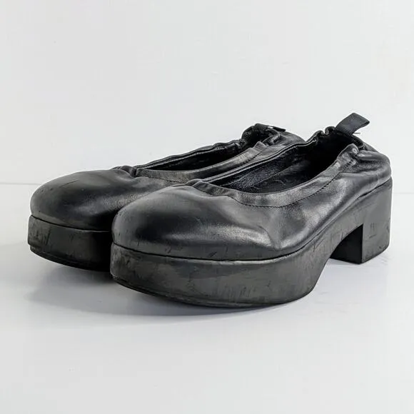 Miista London Shoes Amelia EU 38 Black Leather Block Heels Chunky Platform