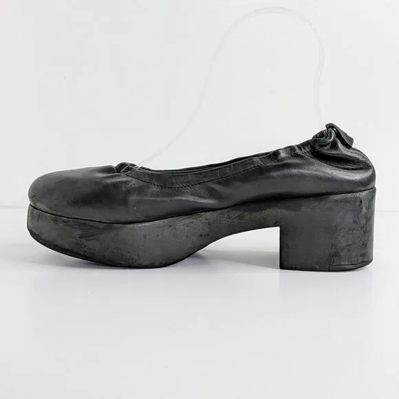 Miista London Shoes Amelia EU 38 Black Leather Block Heels Chunky Platform
