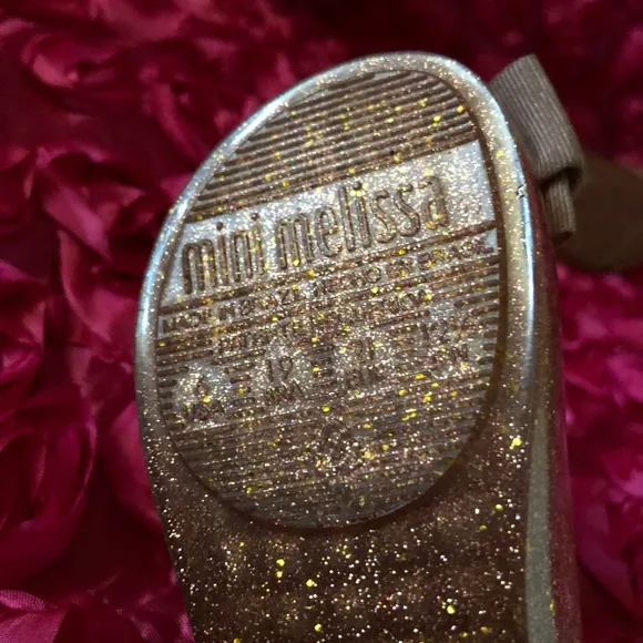 Mini melissa Girls Gold &amp; Silver Glitter / Bow
