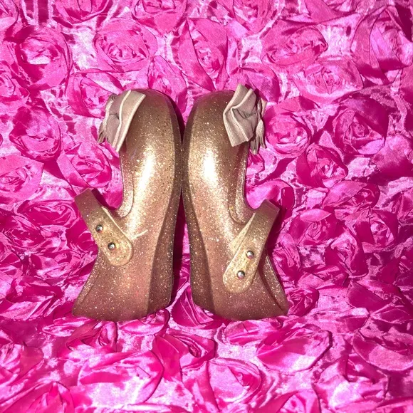 Mini melissa Girls Gold &amp; Silver Glitter / Bow