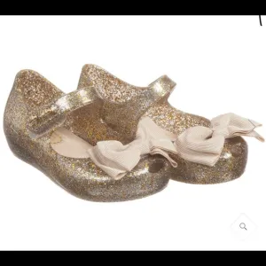 Mini melissa Girls Gold &amp; Silver Glitter / Bow