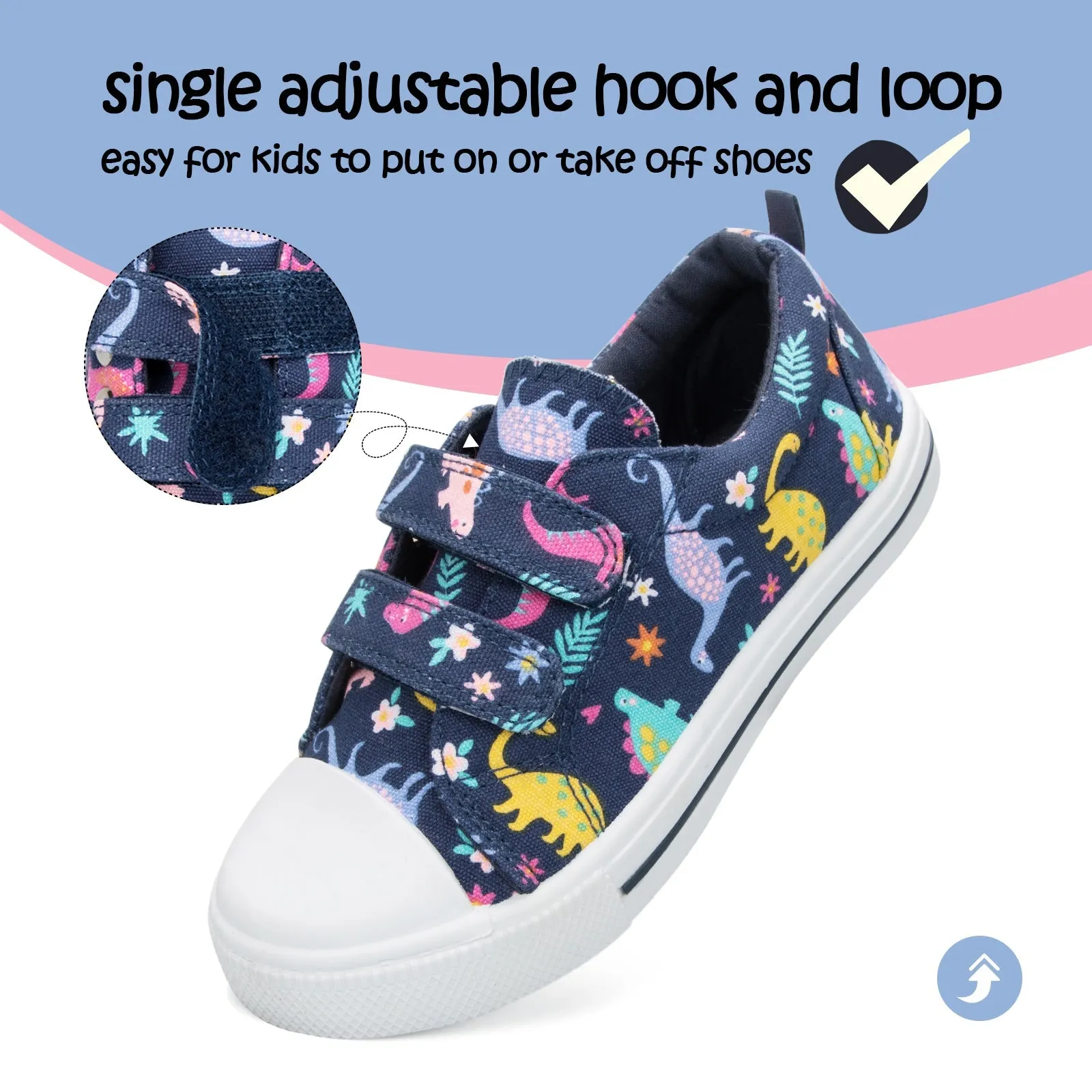 Multicolored Dinosaur Double Velcro Navy Sneakers