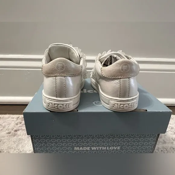 Naturino Falcotta Suva Ruffle Metallic Leather Sneakers size 6 22