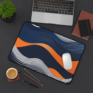 Navy Orange Ocean Wave Desk Mat