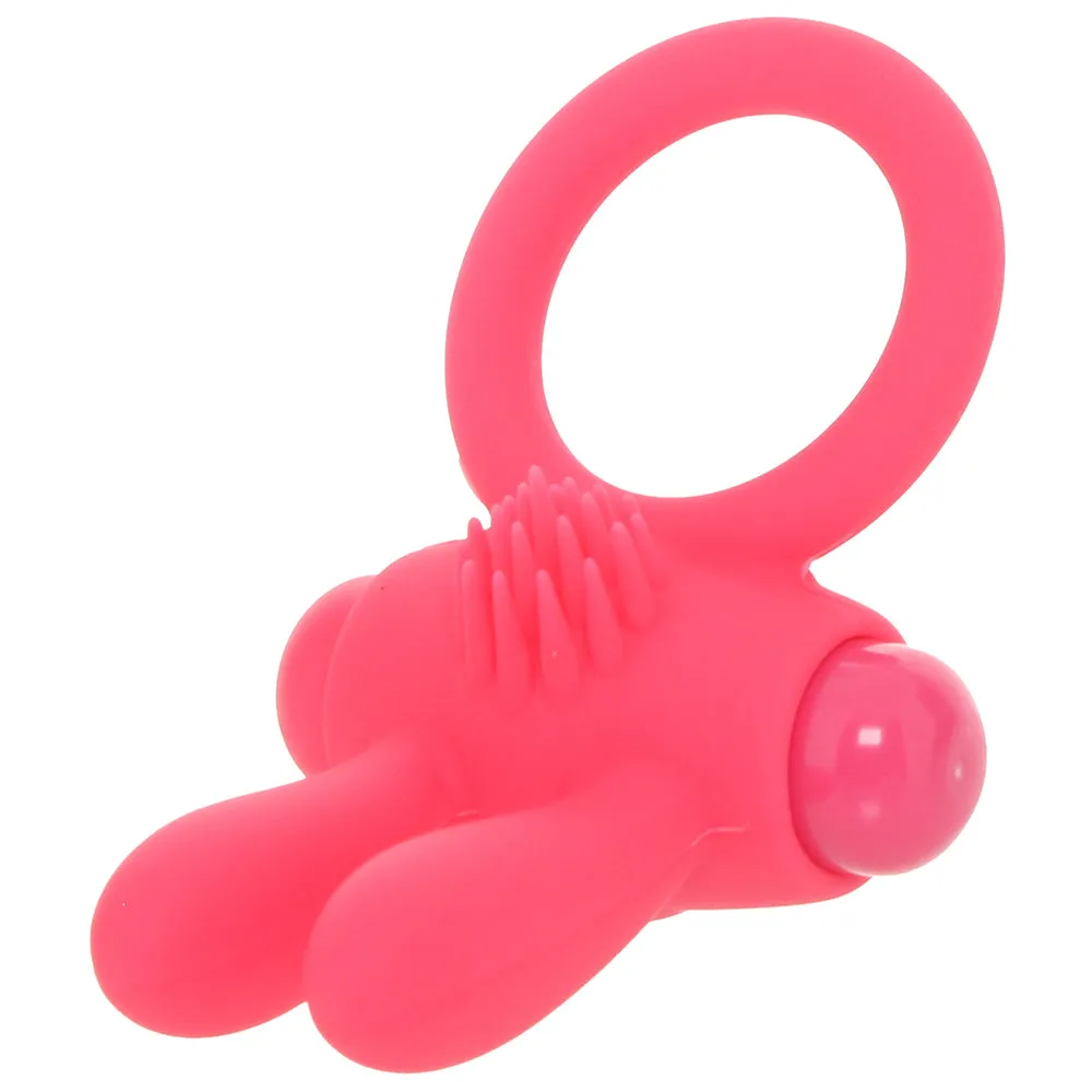 Neon Rabbit Vibrating Cock Ring in Pink