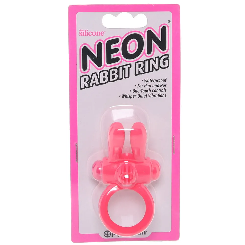 Neon Rabbit Vibrating Cock Ring in Pink