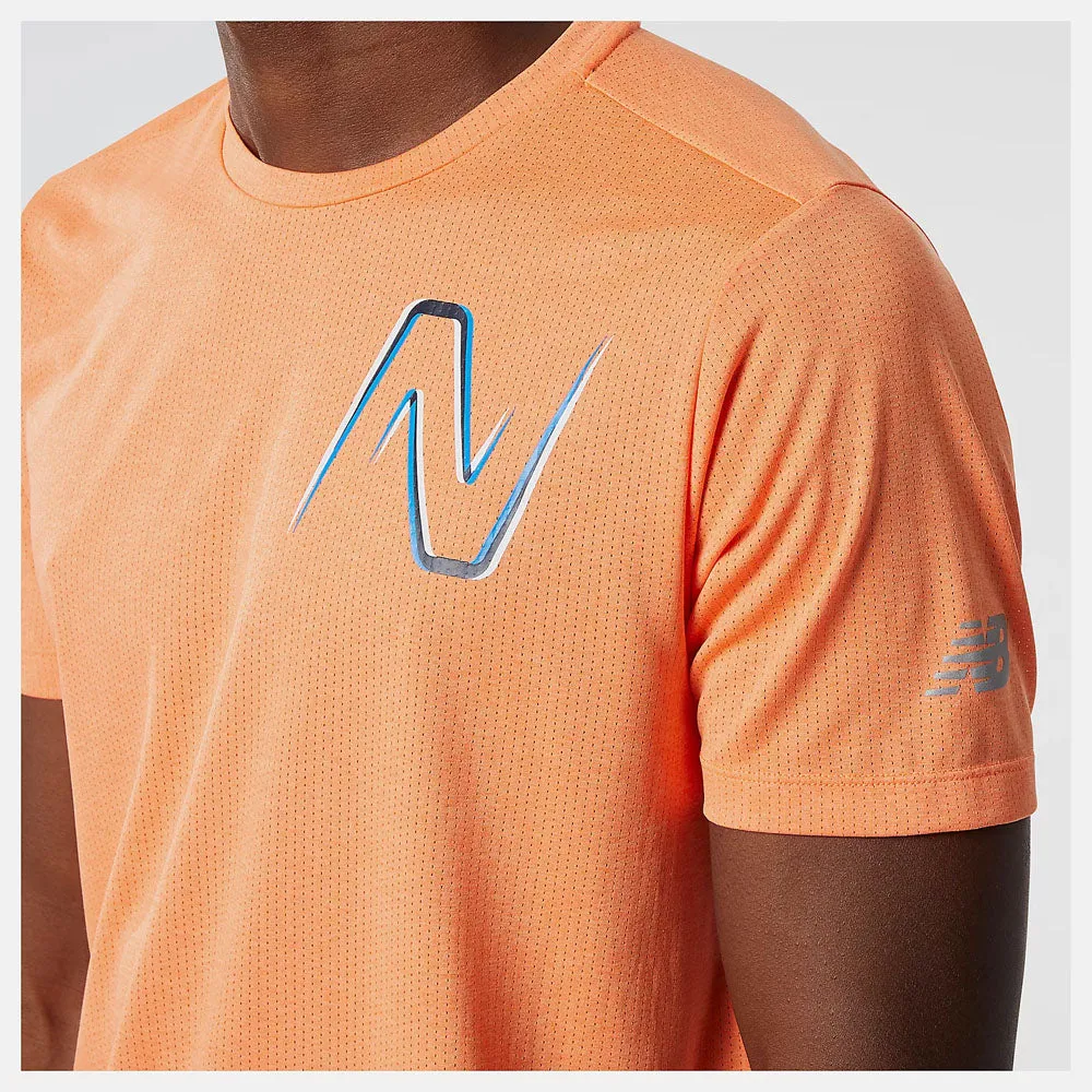 New Balance Mens Graphic Impact Run Short Sleeve Tee