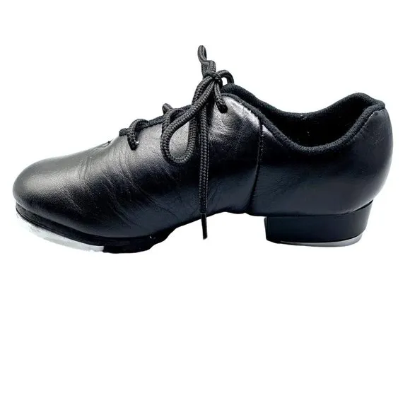 New Teens Womens Black Size 4 Split-Sole Jazz Tap Oxford Shoes Dance Class