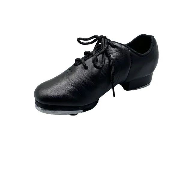 New Teens Womens Black Size 4 Split-Sole Jazz Tap Oxford Shoes Dance Class