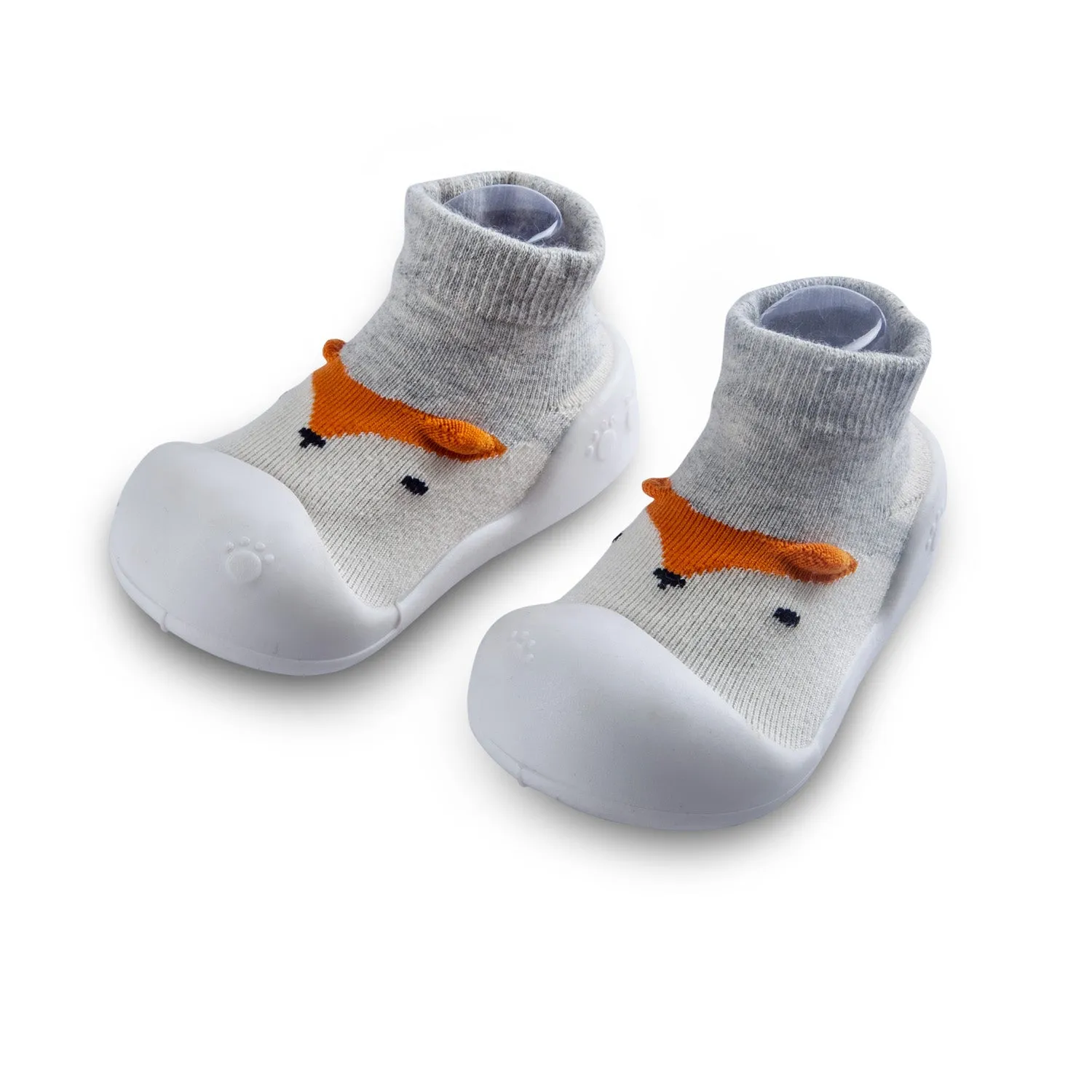 Newborn Anti-Skid Rubber Sole Slip-On Shoes Fox - Grey