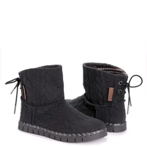 NIB Muk Luks Cable Knit Memory Foam Insole Lace-up Back Ankle Boots Black 8