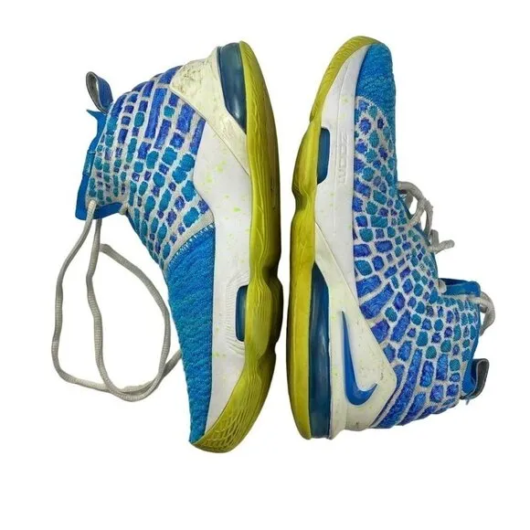 Nike LeBron GS XVII Photo Blue Green Basketball Shoes size 5.5Y BQ5594-434 OG AL