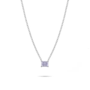 One Big Rectangle Tennis Choker - Silver White
