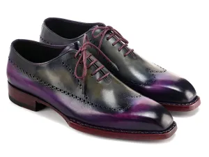 Paul Parkman Men's Goodyear Welted Wingtip Oxfords in Purple & Grey