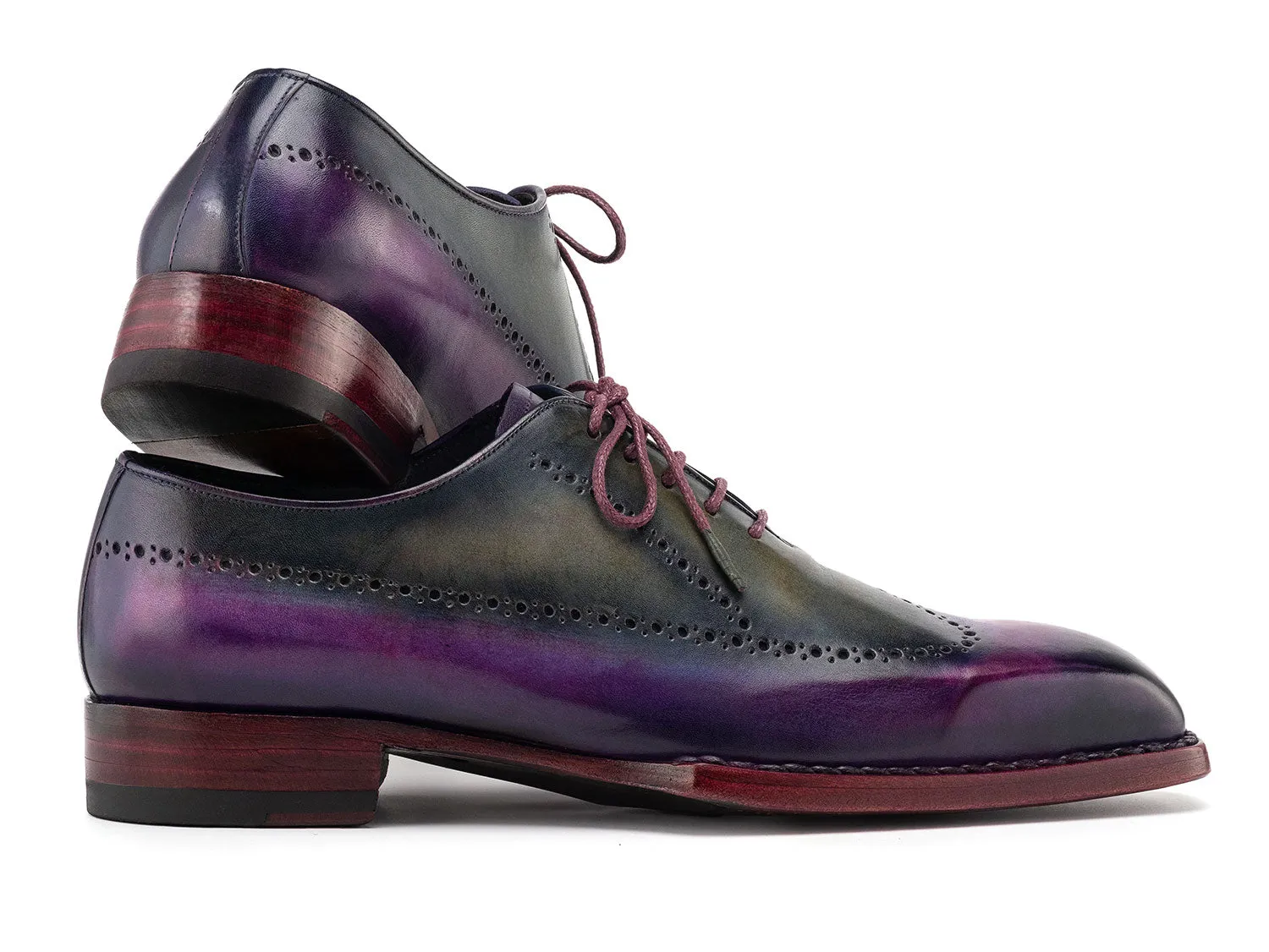 Paul Parkman Men's Goodyear Welted Wingtip Oxfords in Purple & Grey