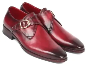Paul Parkman Men's Single Monkstrap Leather Dress Shoes in Burgundy
