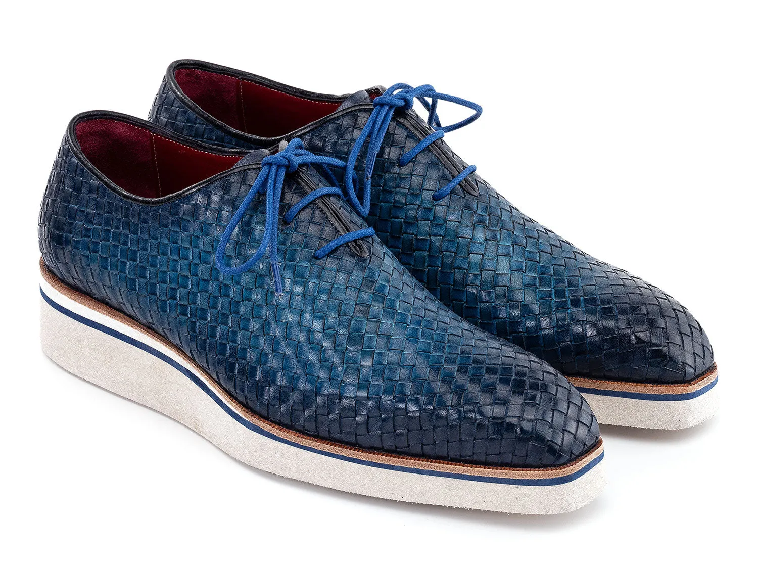 Paul Parkman Men's Woven Leather Smart Casual Shoes in Blue