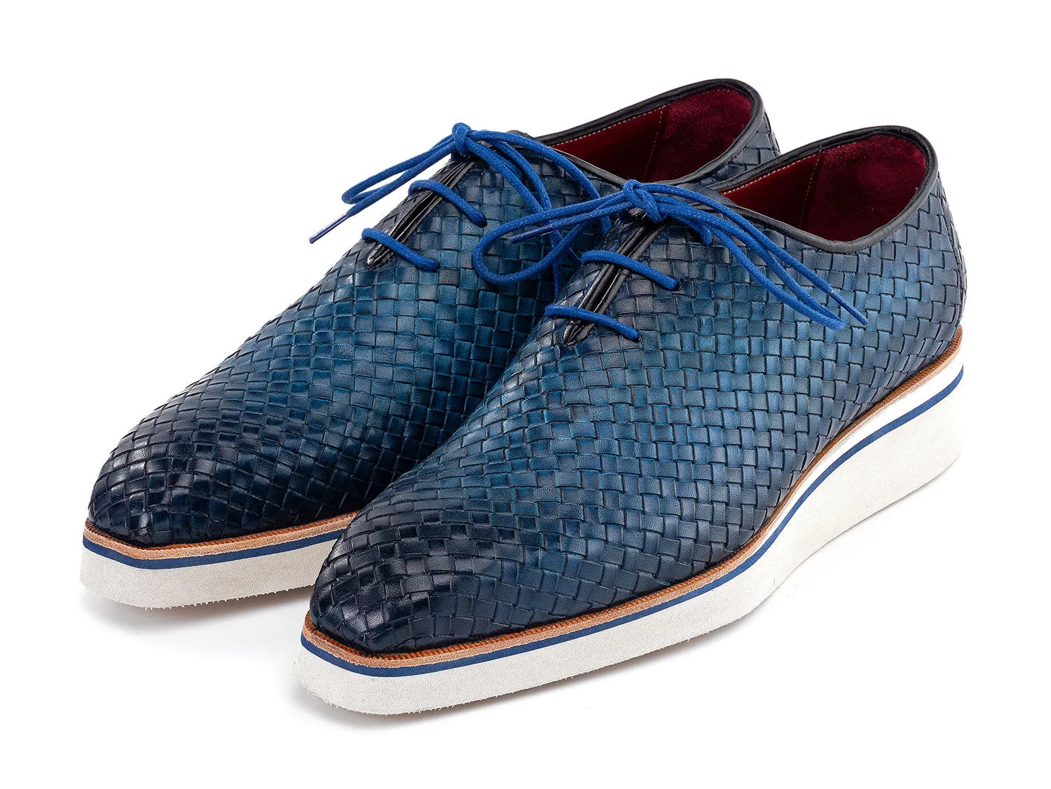 Paul Parkman Men's Woven Leather Smart Casual Shoes in Blue