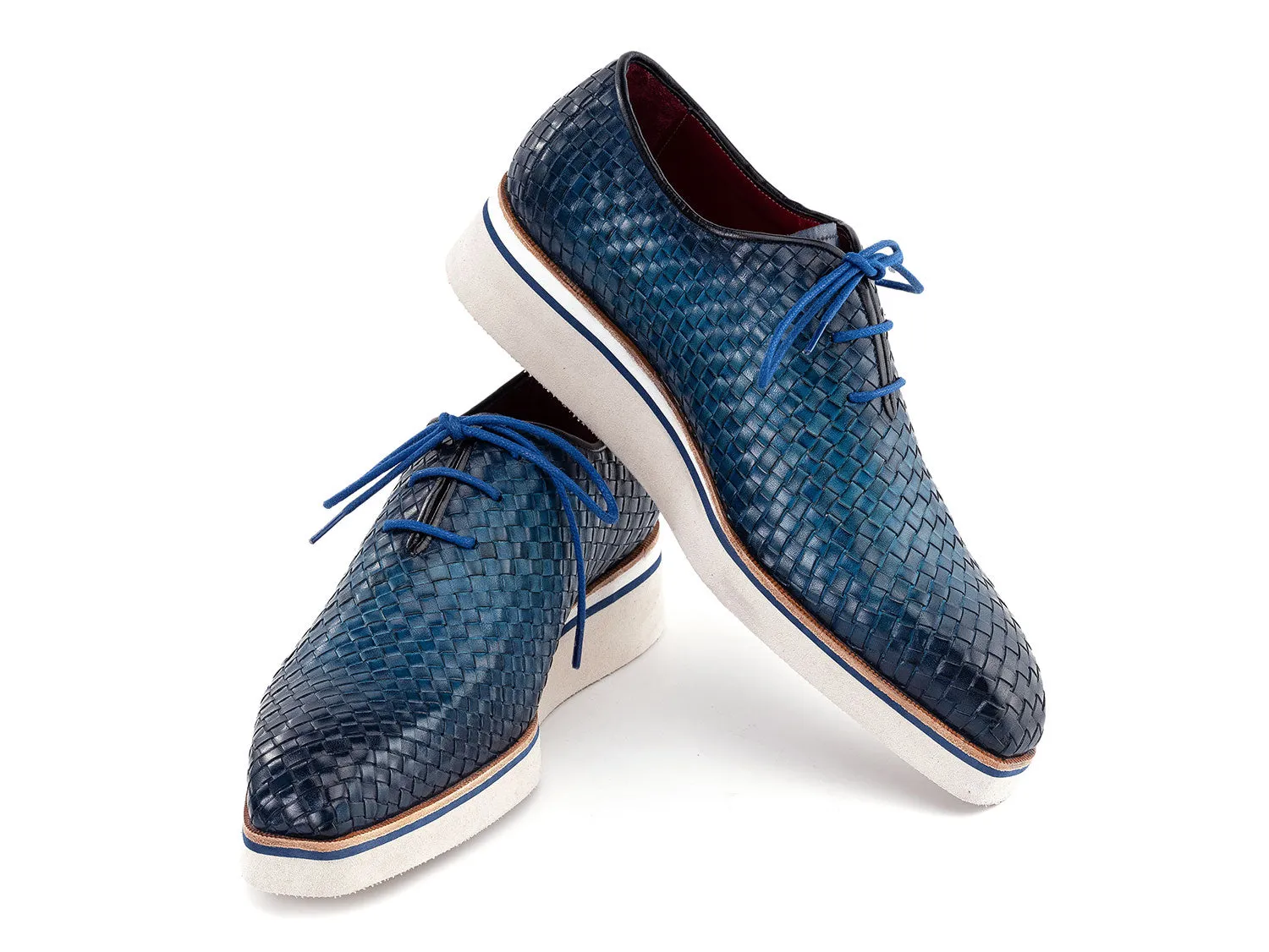 Paul Parkman Men's Woven Leather Smart Casual Shoes in Blue
