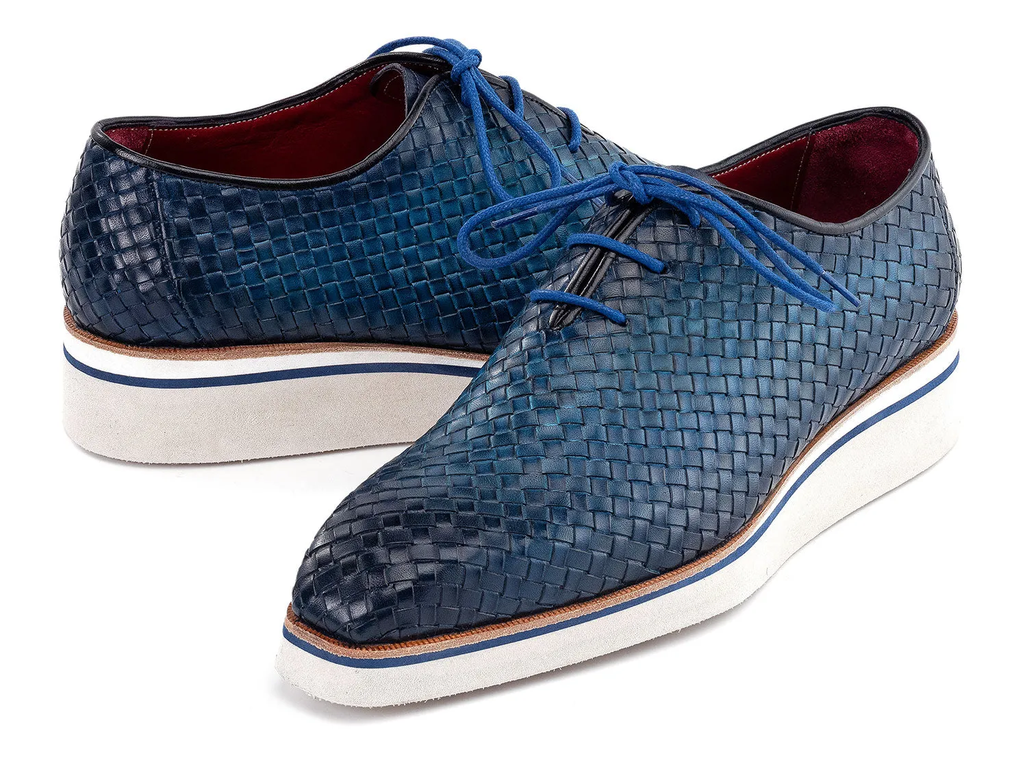 Paul Parkman Men's Woven Leather Smart Casual Shoes in Blue