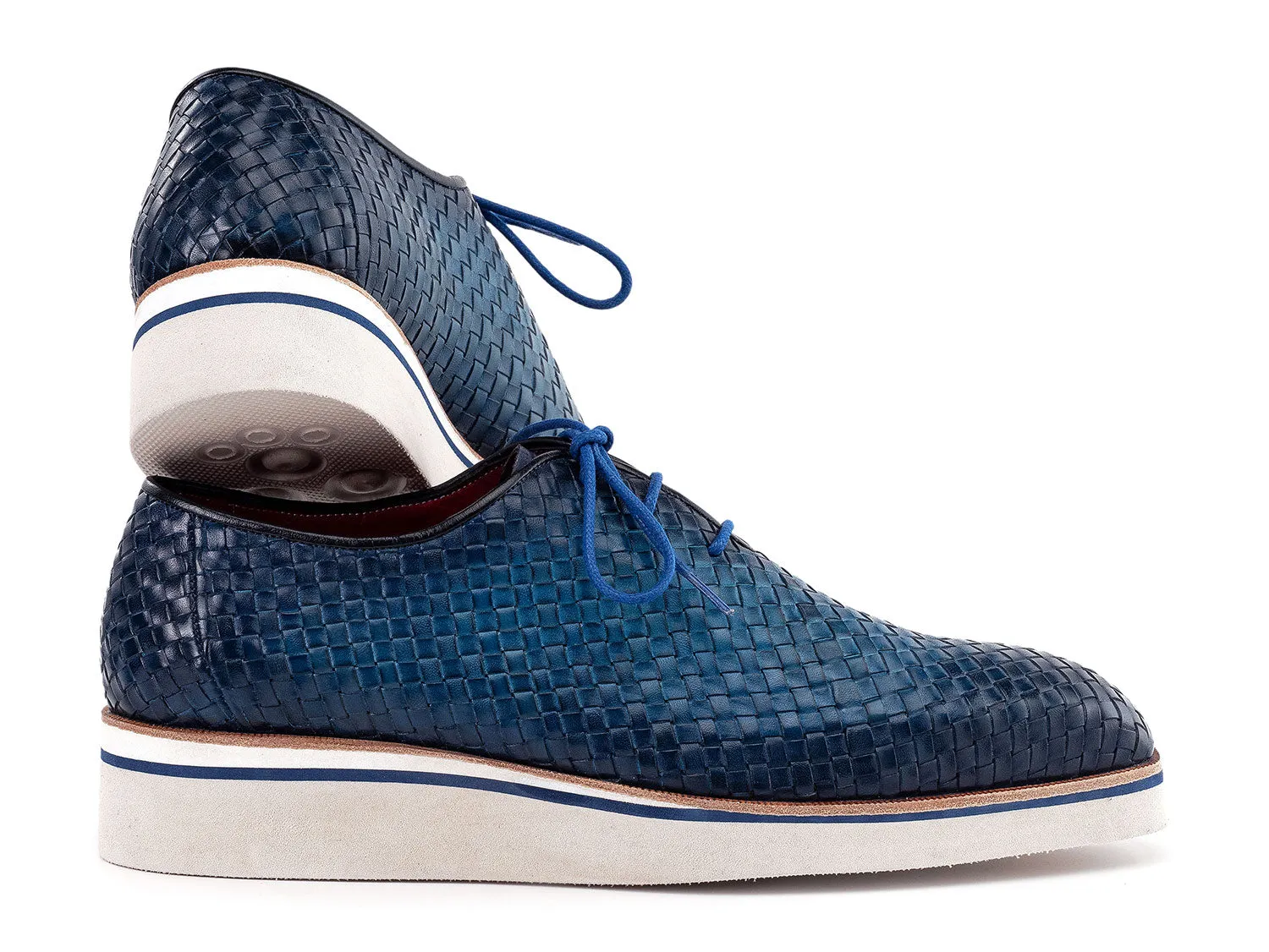 Paul Parkman Men's Woven Leather Smart Casual Shoes in Blue