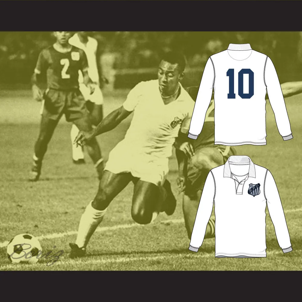 Pele 10 Santos S.F.C. White Football Soccer Jersey