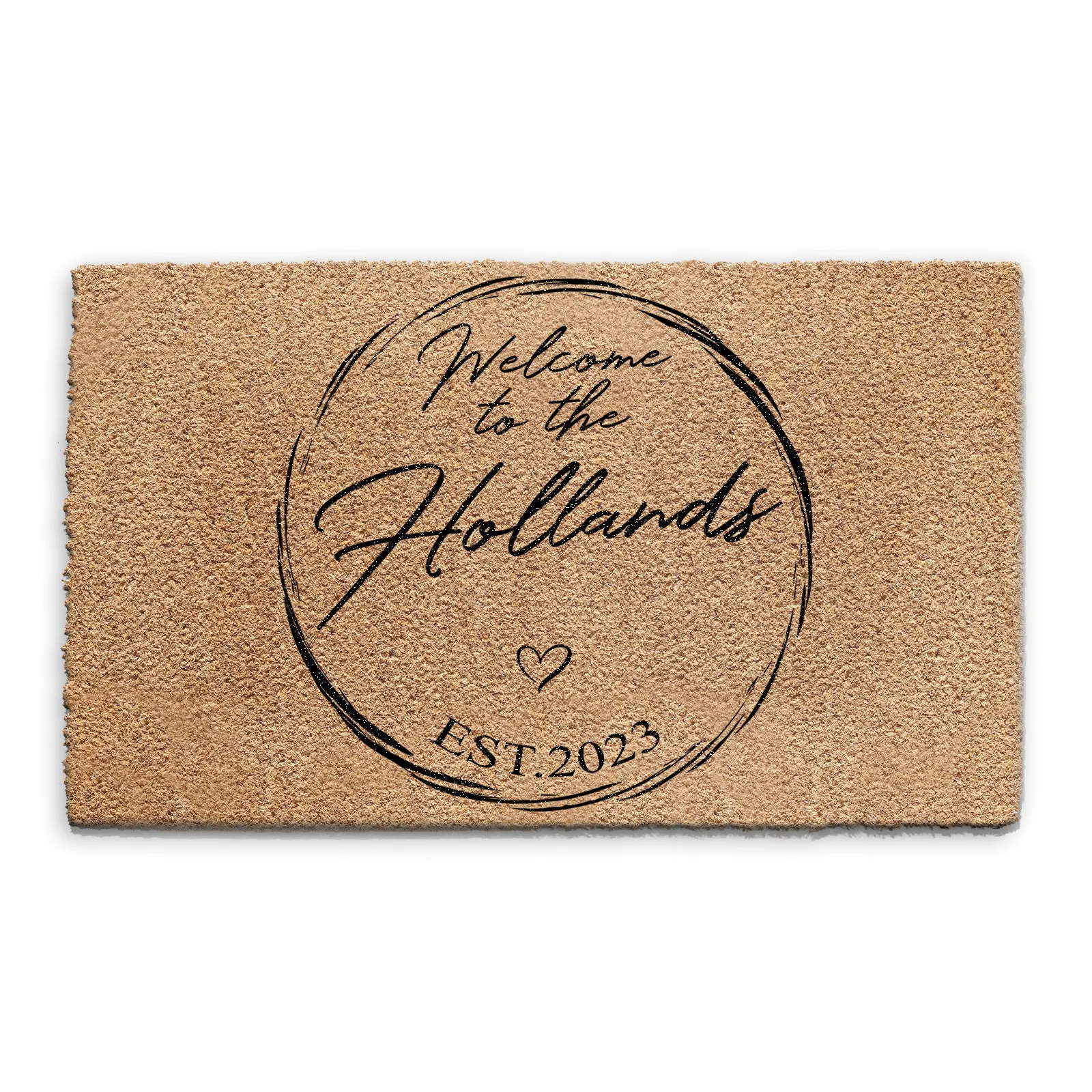 Personalised Doormat with Welcome to the Family Text