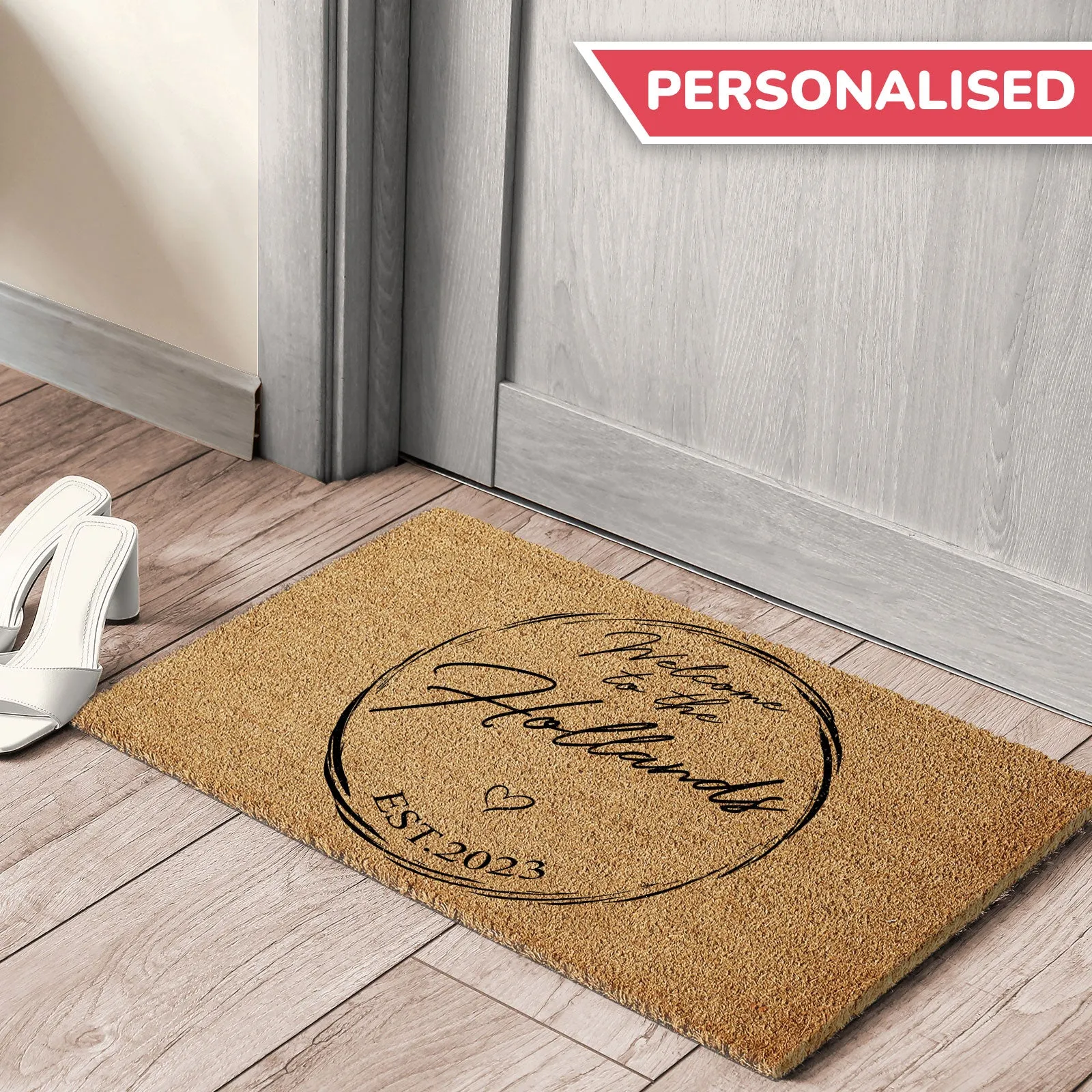 Personalised Doormat with Welcome to the Family Text