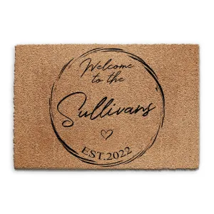 Personalised Doormat with Welcome to the Family Text