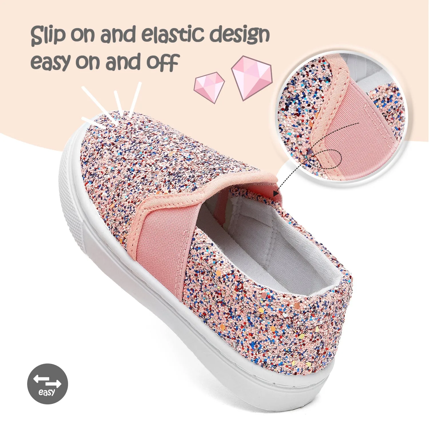 Pink Glitter Easy Slip On Espadrilles