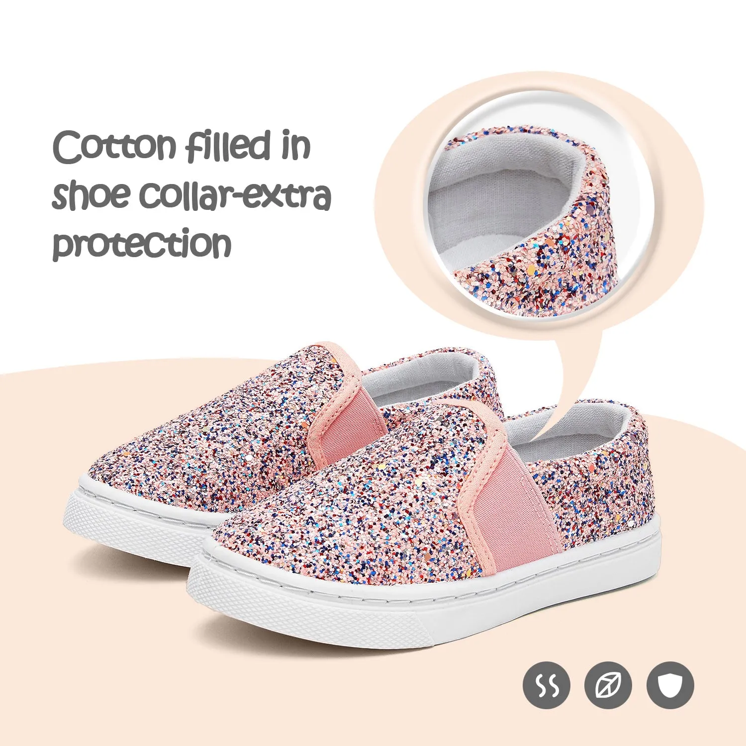 Pink Glitter Easy Slip On Espadrilles