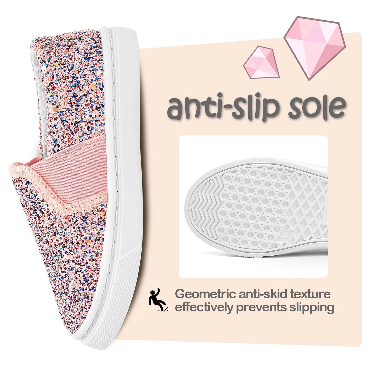 Pink Glitter Easy Slip On Espadrilles