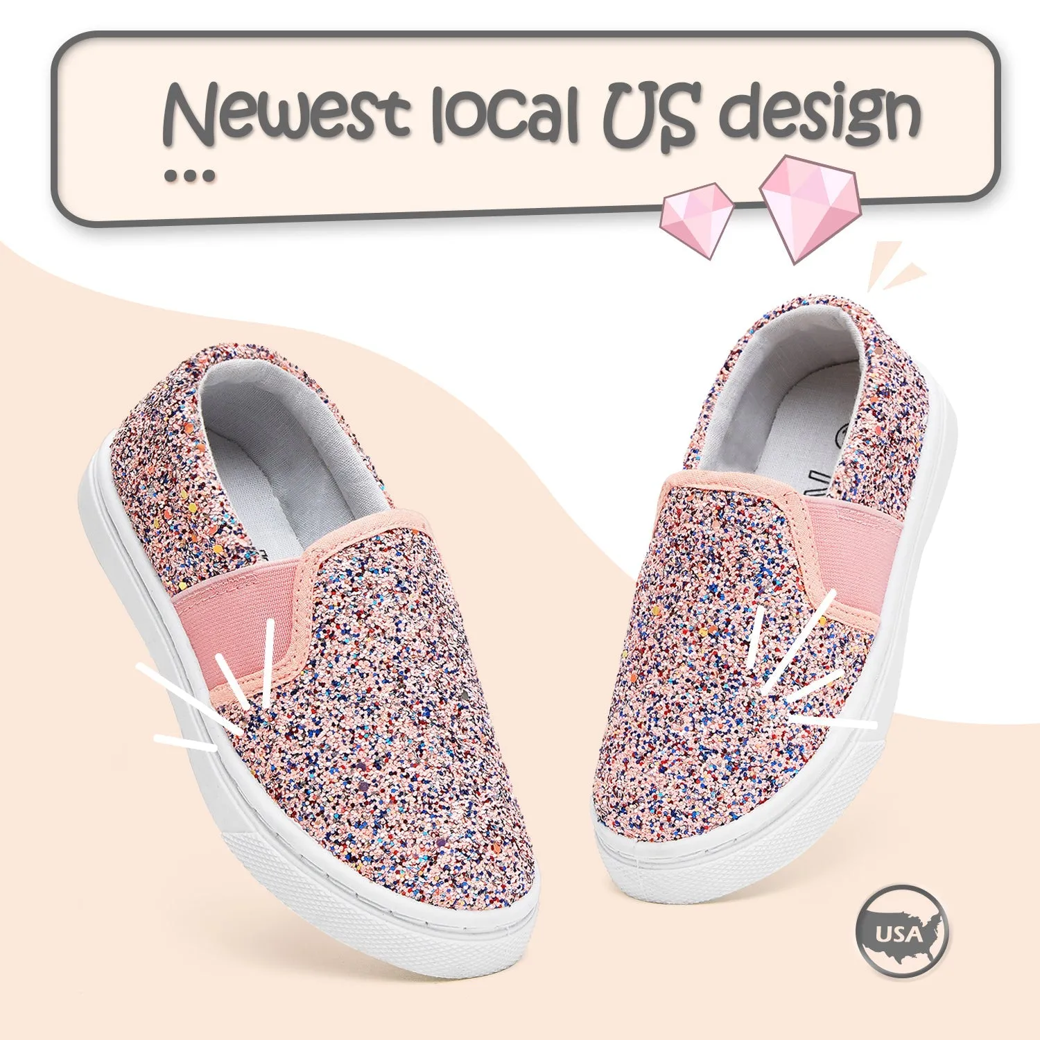 Pink Glitter Easy Slip On Espadrilles