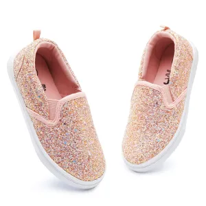 Pink Glitter Elastic Slip-On Espadrilles