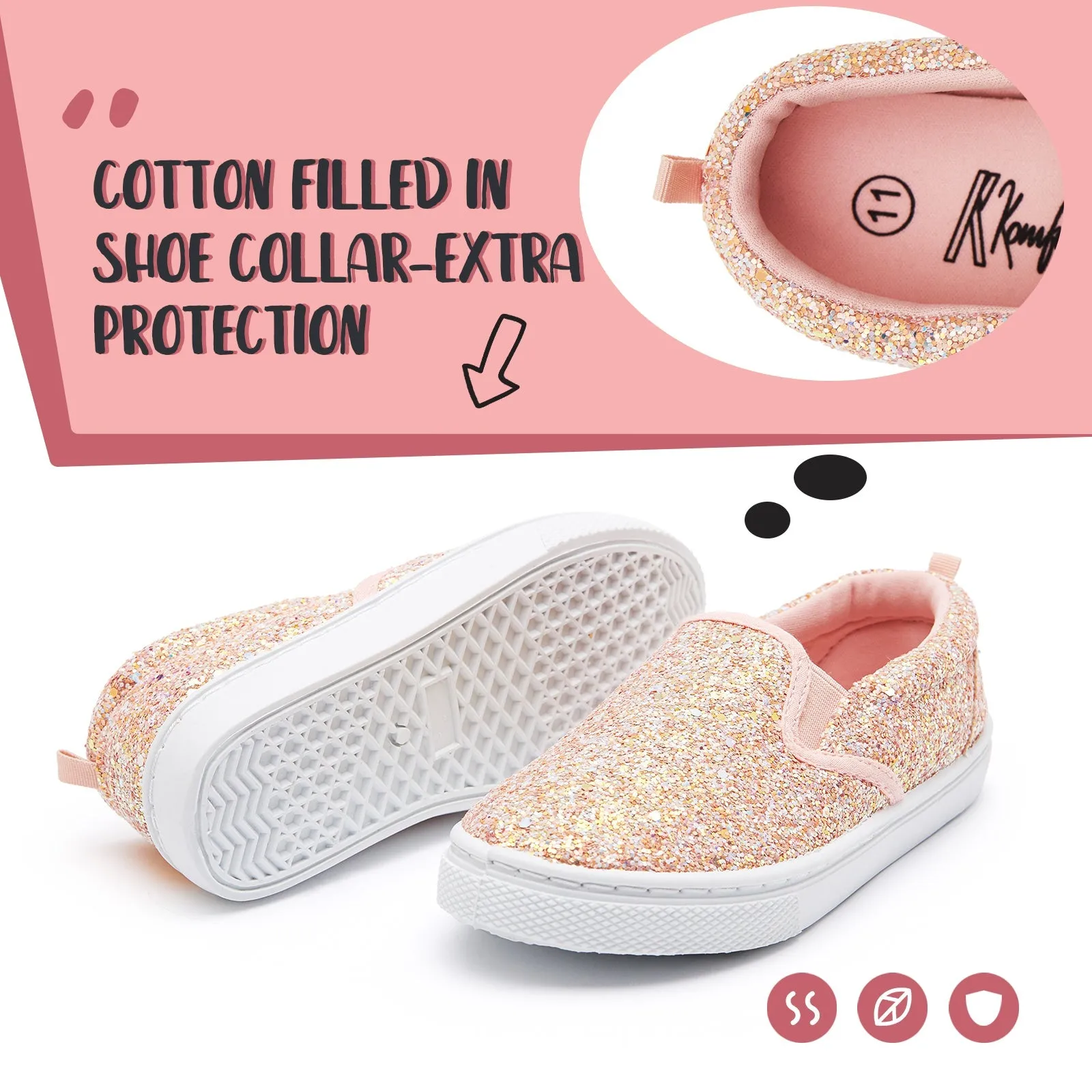 Pink Glitter Elastic Slip-On Espadrilles