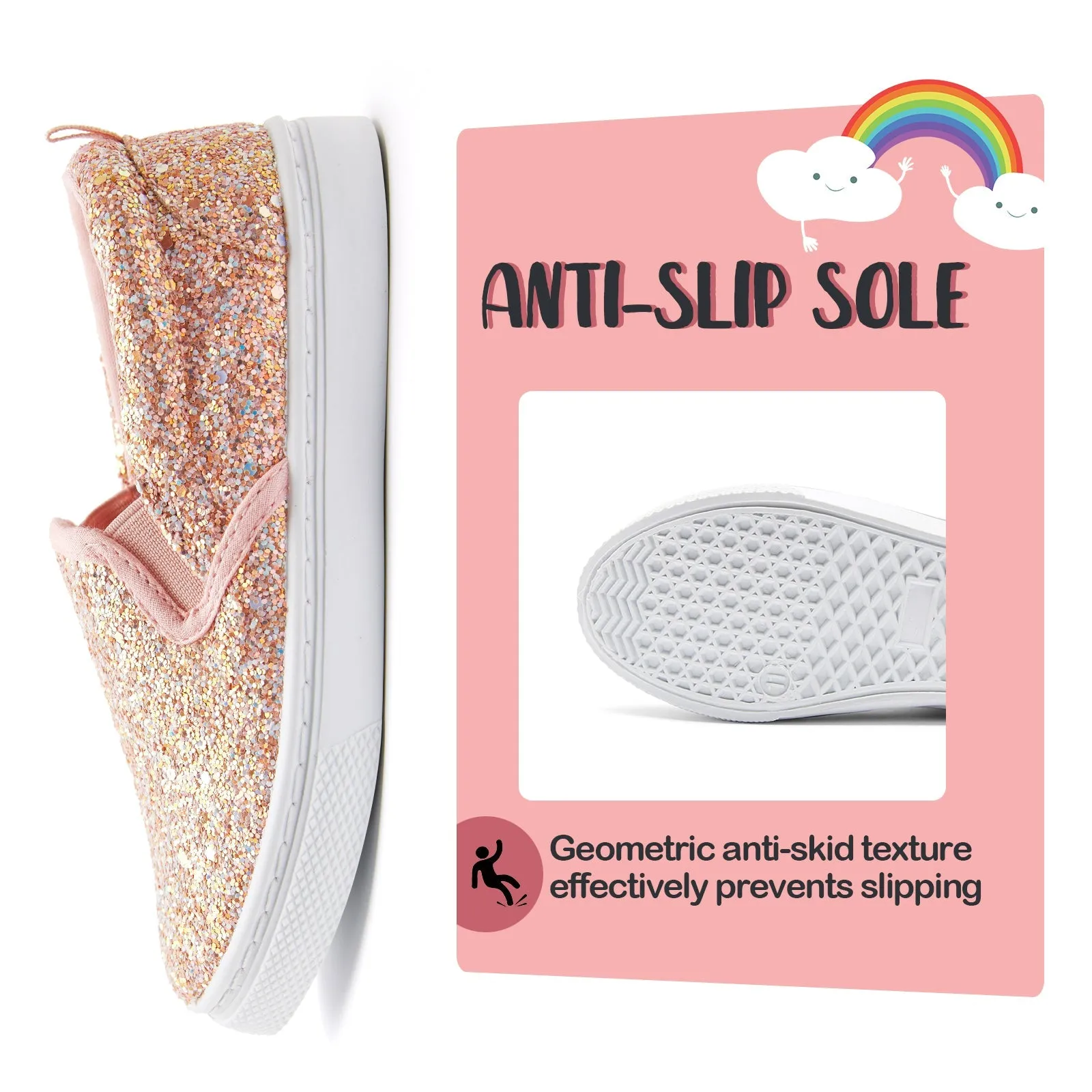 Pink Glitter Elastic Slip-On Espadrilles